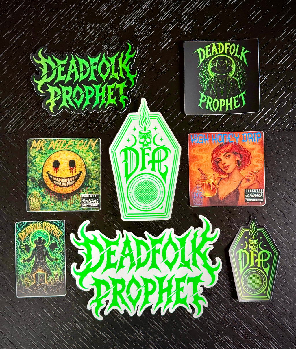 DEADFOLK STARTER BUNDLE / Silouhette Green On Black T shirt