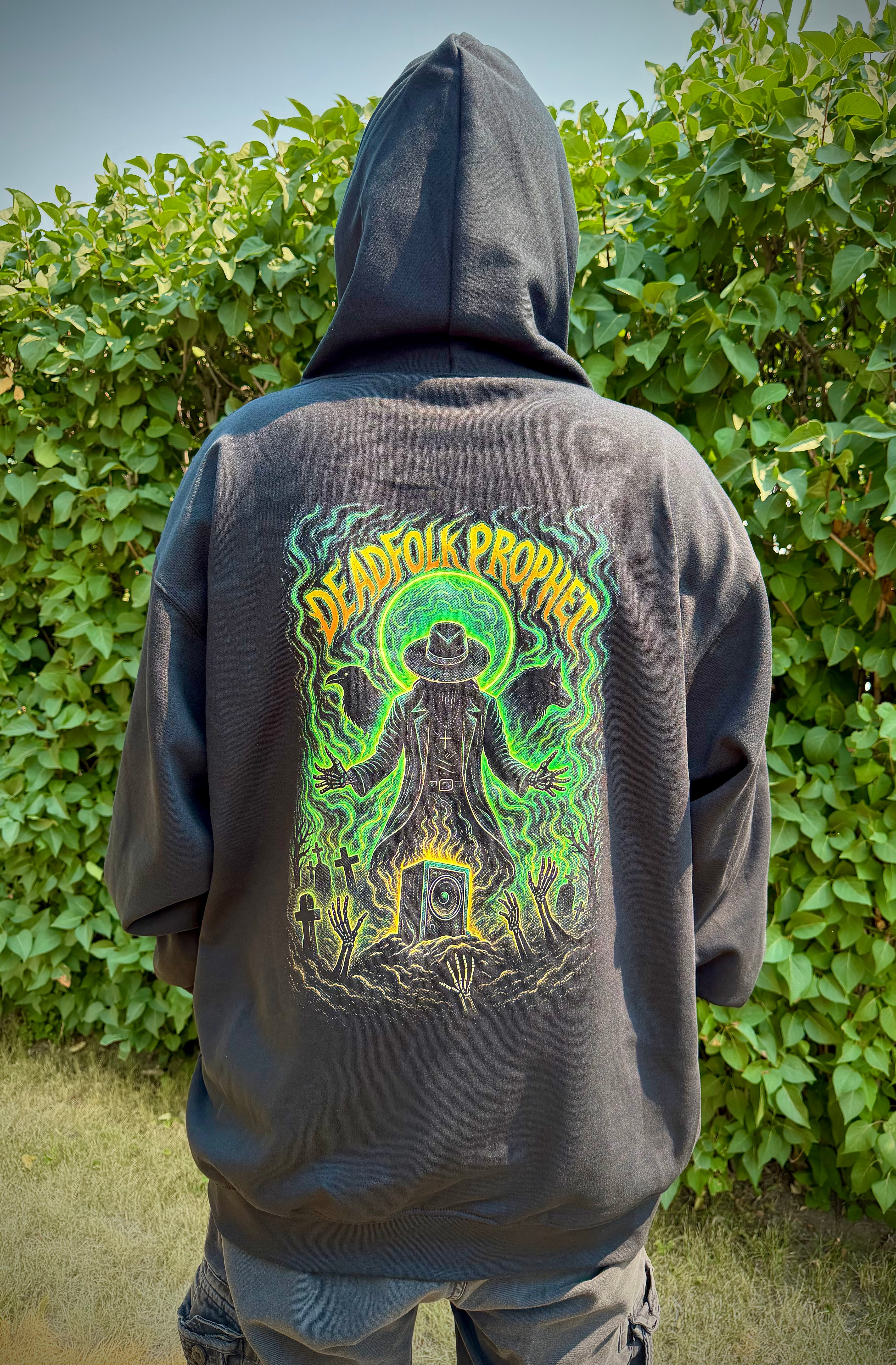 DEADFOLK PROPHET BLACK HOODIE | SIGNATURE COFFIN SLEEVE