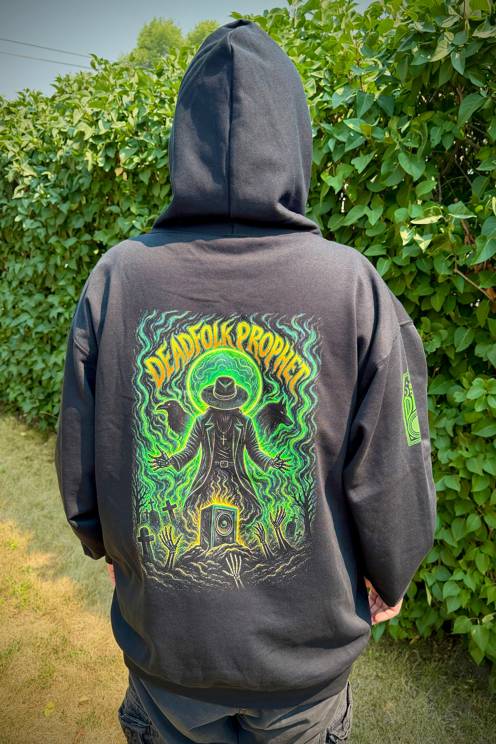 DEADFOLK PROPHET BLACK HOODIE | SIGNATURE COFFIN SLEEVE